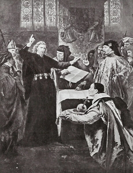 Richard II resigning the Crown, 1399 (litho)