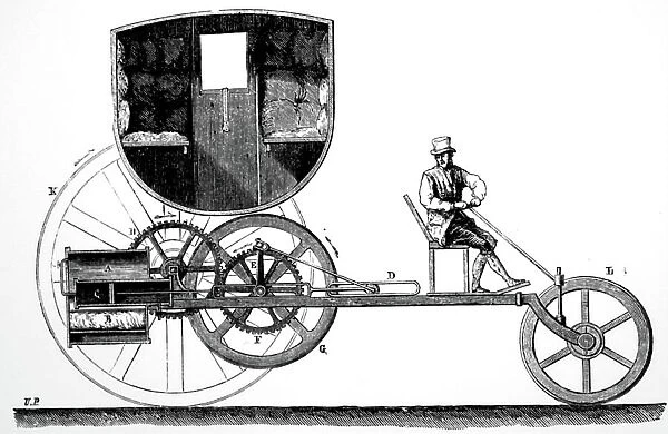 Richard Trevithick's Common Road Passenger Locomotive, 19th century (engraving)