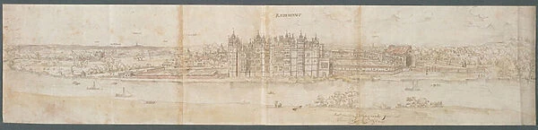 Richmond Palace from Across the Thames, 1562 (pen, ink and w  /  c on paper)