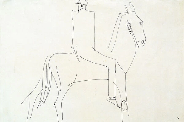 Rider in Rotton Row, 1913 (pen and ink on paper)