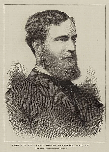 Right Honourable Sir Michael Edward Hicks-Beach, Baronet, MP (engraving)