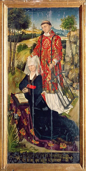 Right panel, from the main altar polyptych, depicting Laure de Jaucourt, 1460-66