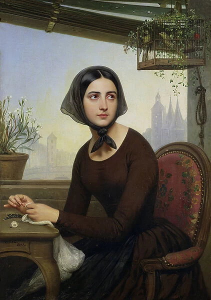 Rigolette Trying to Distract herself during Germains Absence, 1844 (oil on canvas)