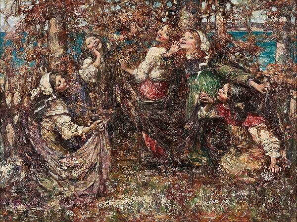 Ring a Ring O Roses (oil on canvas)