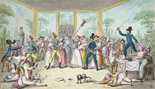 Riotous scene in a tavern during the period of the French Revolution, c