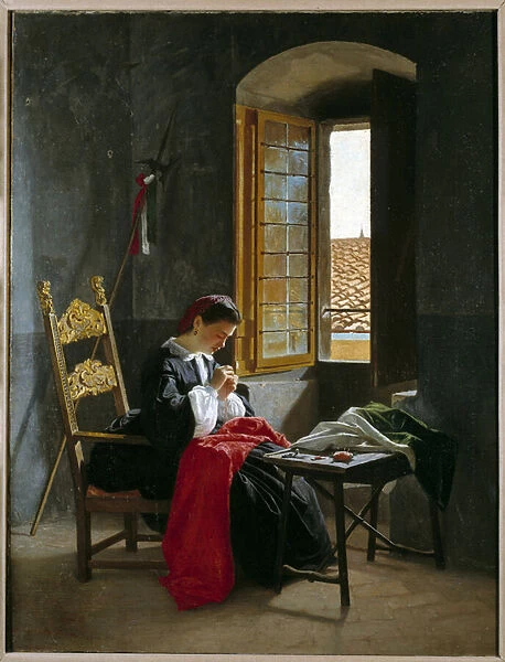 Risorgimento: 'woman sewing an Italian flag on 26  /  04  /  1859'