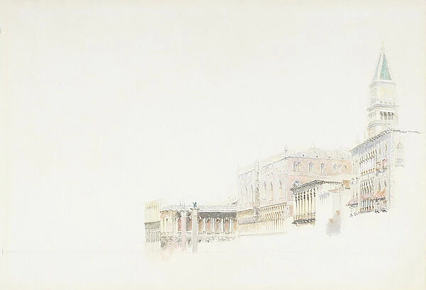 Riva degli Schiavoni, the Ducal Palace and the Campanile of St. Marks, c. 1819-1900 (graphite & w / c on paper)