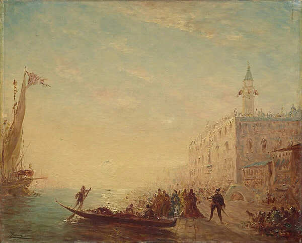 Riva degli Schiavoni, Sunset, 1880s (oil on panel)
