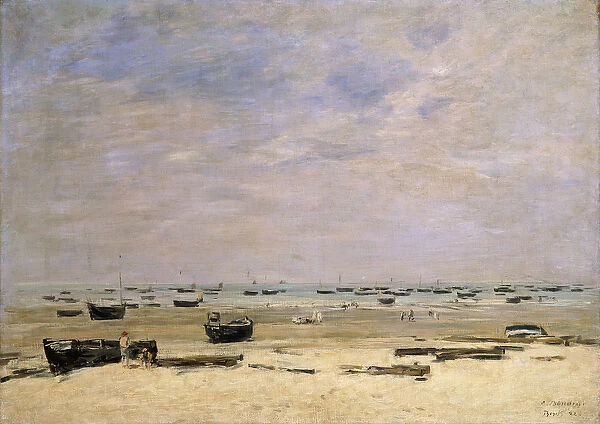 River Barges at Low Tide; Berck le Rivage a Maree Basse, 1882 (oil on canvas)