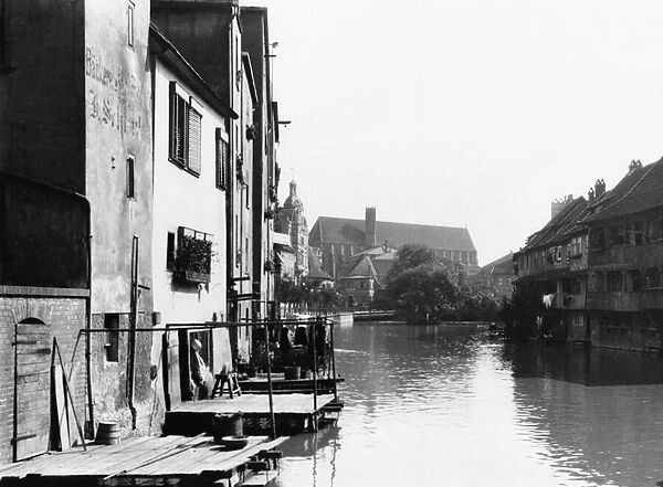 The River Gera at Erfurt, Thiringia, c. 1910 (b  /  w photo)