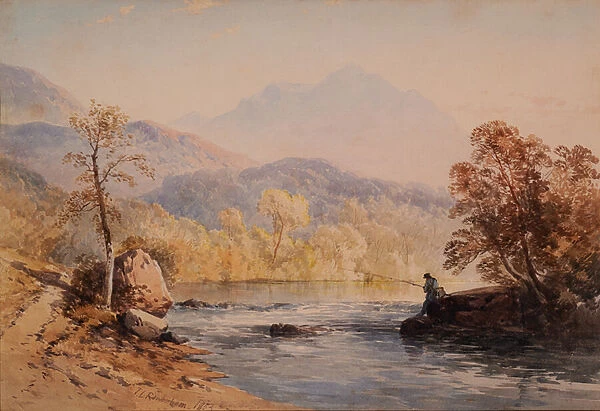 River Landscape, 19th century (Watercolour)