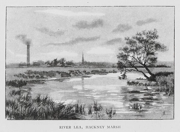 River Lea, Hackney Marsh (litho)