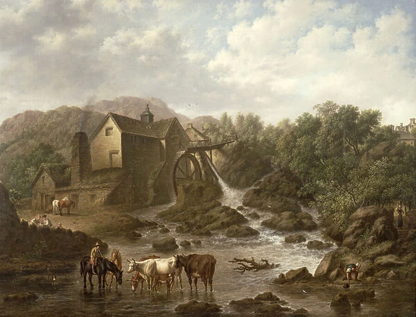 River Scene with Overshot Mill, 1833 (oil on canvas)