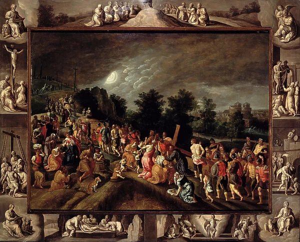 The Road to Calvary, Depicted in the Central Panel and Scenes from the Crucifixion