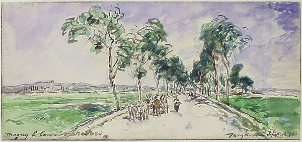 Road to Magny near Nevers, 1871 (w / c on paper)
