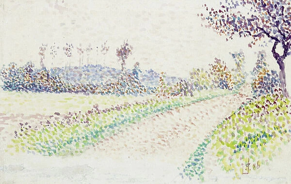 Road near Eragny, 1886 (watercolour over graphite on white paper)