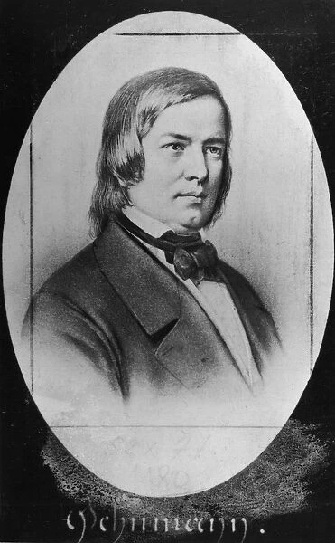 Robert Schumann (1810-56) engraved from a photograph (engraving) (b  /  w photo)