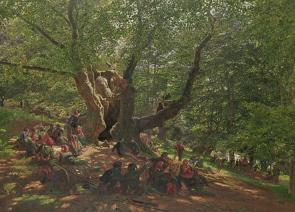 Robin Hood and his Merry Men in Sherwood Forest, 1859 (gouache & gum arabic on paper)