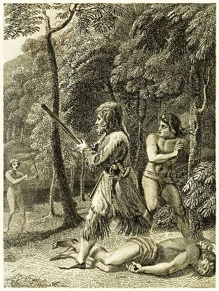 Robinson Crusoe first sees and rescues his man Friday from '