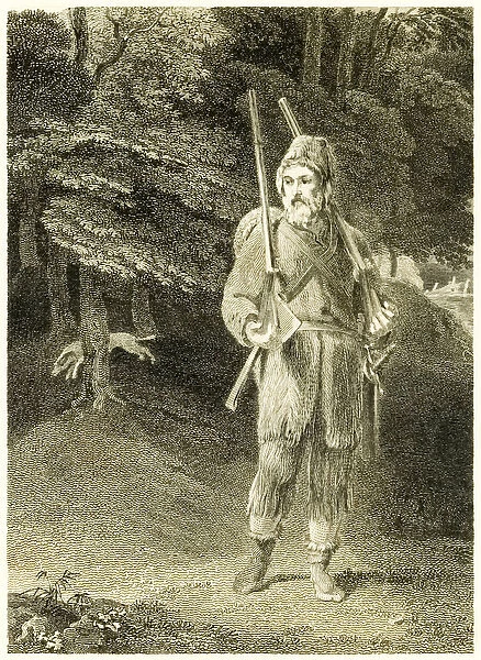 Robinson Crusoe hunting from 'The Life and Strange Surprising Adventures