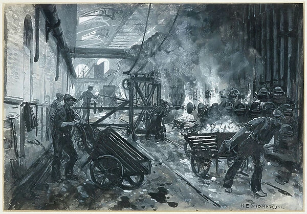 Rochdale Road Gas Works - Drawing Coke, 1893-94 (w / c gouache on paper)