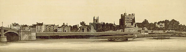 Rochester from the Medway (litho)