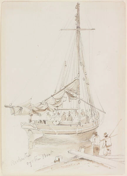 Rochester Oyster Boat (brown ink & pencil on paper)