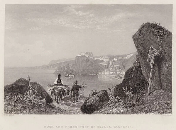 Rock and Promontory of Scylla, Calabria, Italy (engraving)