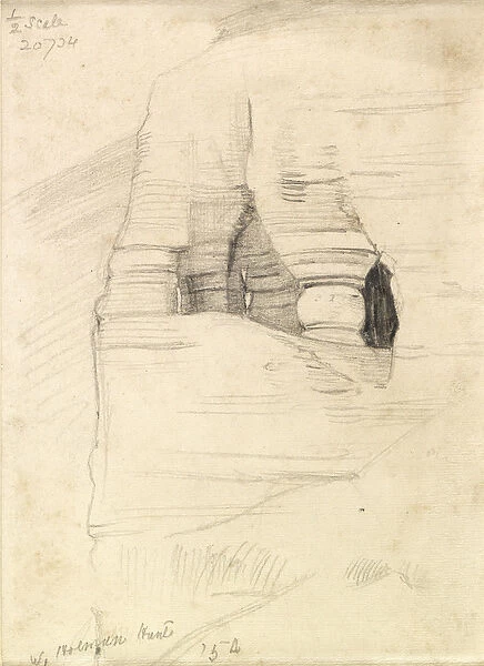 Rocks at Wady Zuara, the Dead Sea, 1854 (pencil on paper)