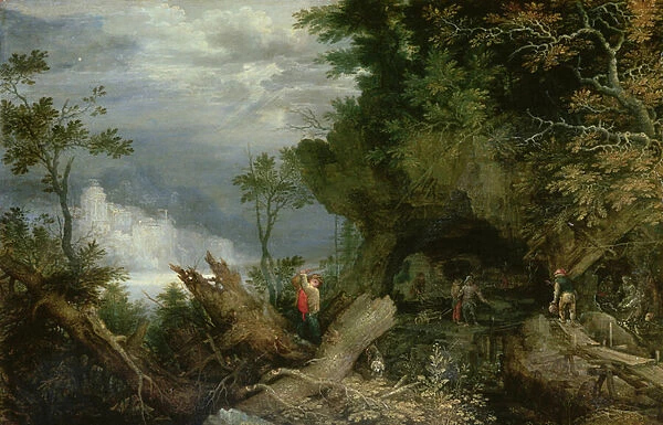 A Rocky Landscape with the Entrance to a Mine (oil on panel)