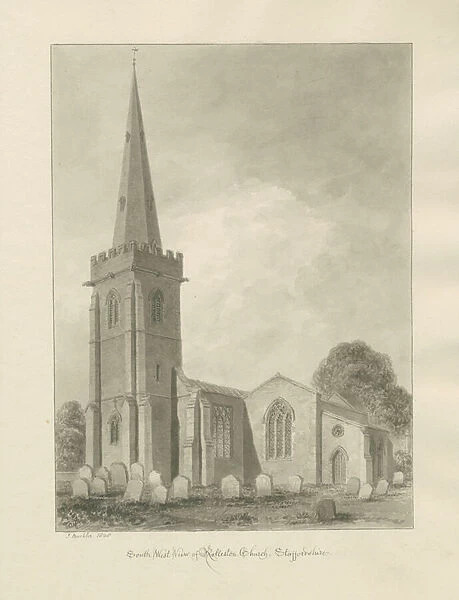 Rolleston Church: sepia drawing, 1848 (drawing)