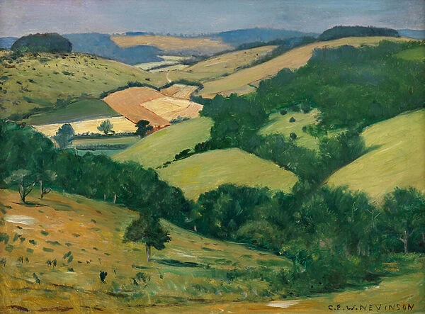 Rolling Country (the Downs below Goodwood) (Oil on board)