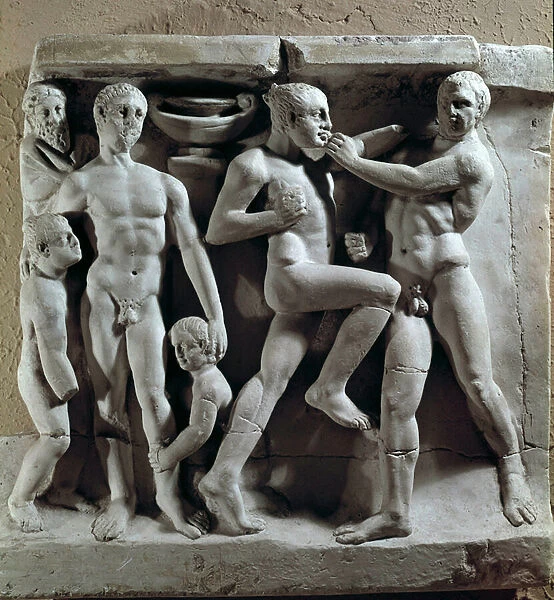 Roman art: boxing scene (Low relief)