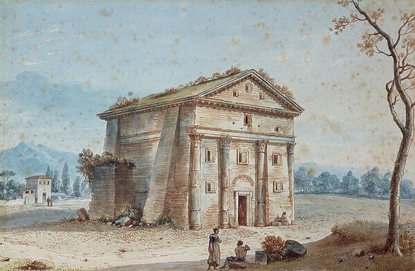 Roman tomb in the Roman countryside of the Via Appia (drawing)