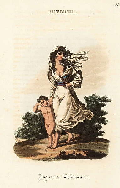 Romani woman and child, 18th century. 1823 (engraving)
