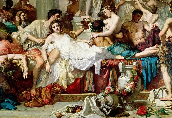 The Romans of the Decadence, detail of the central group, 1847 (oil on canvas) (detail