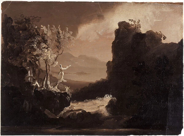 Romantic Landscape (Last of the Mohicans), 1827 (oil on paper)