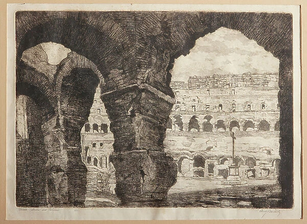 Rome, the Coliseum Arches (etching on paper)