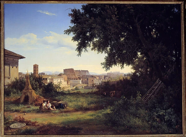 Rome, view of the Colisee (Colosseo) Painting by Raymond Bracassat (1804-1867) 1827 Sun