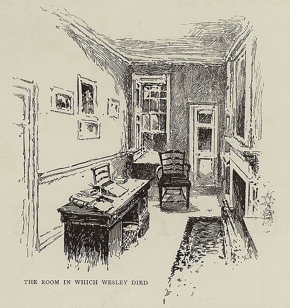 The room in which John Wesley died, 2 March 1791 (engraving)