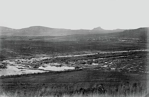 Rorkes Drift with Isandlwana in the distance, 1879 (b  /  w photo)