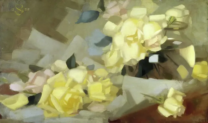 Framed Print : Roses (oil on canvas)