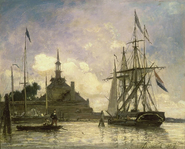 Rotterdam Port, 1857 (oil on canvas)
