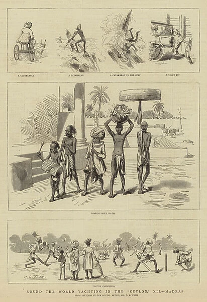 Round the World Yachting in the 'Ceylon', XII, Madras (engraving)
