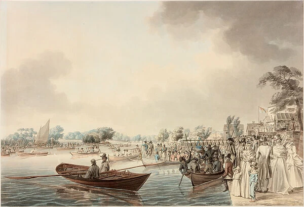 Rowing Match at Richmond, Surrey, (Birthday of the Duke of Clarence) (w  /  c on paper)