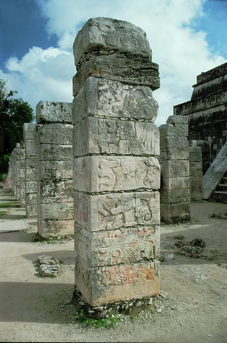 Framed Print : Rows of square columns in front of the Temple of the Warriors, Chichen Itza, Yucatan Framed Print : Rows of square columns in front of the Temple of the Warriors, Chichen Itza, Yucatan
