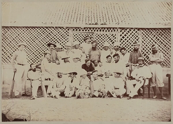 Royal Artillery Cricket teams, India, 1864 circa (b  /  w photo)