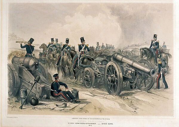 Royal Artillery, siege guns, 1854 circa (coloured lithograph)