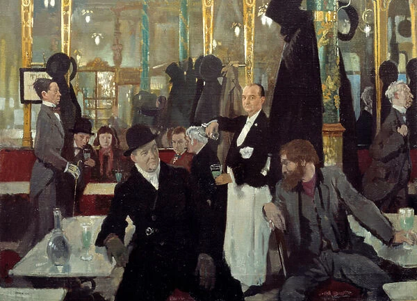 The royal cafe in London. Detail. Painting by Sir William Orpen (1878-1931), 1912