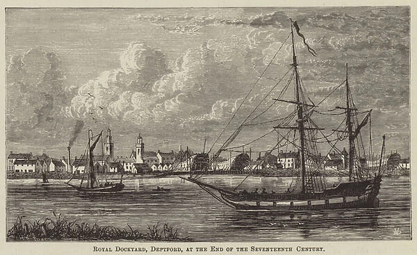 Royal Dockyard, Deptford, at the End of the Seventeenth Century (engraving)